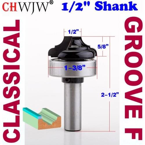 1 pc 1/2 Shank Top Bearing Classical Groove Bead/Cove Flat EndRouter Bit Tenon Cutter for Woodworking Tools