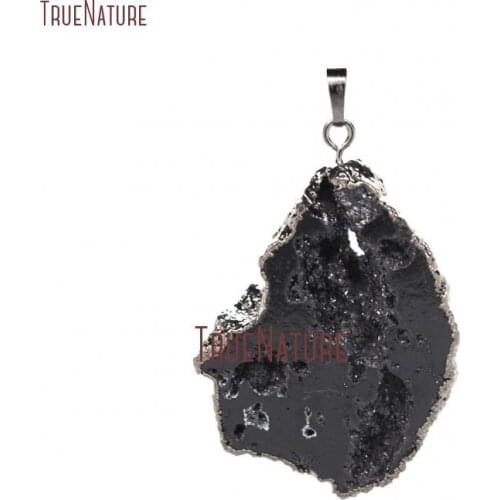 10Pcs Gunblack Plated Crystal Geode Druzy Pendant 40-50mm PM26388