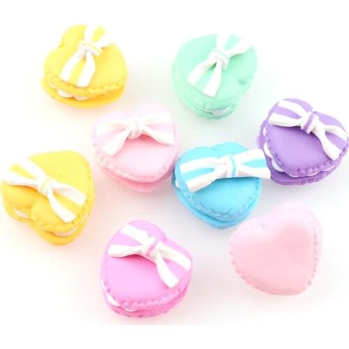 10Pcs Mixed Colors Polymer Clay Heart Shaped With Bow Embellishments For Scrapbooking Kids DIY Accessories