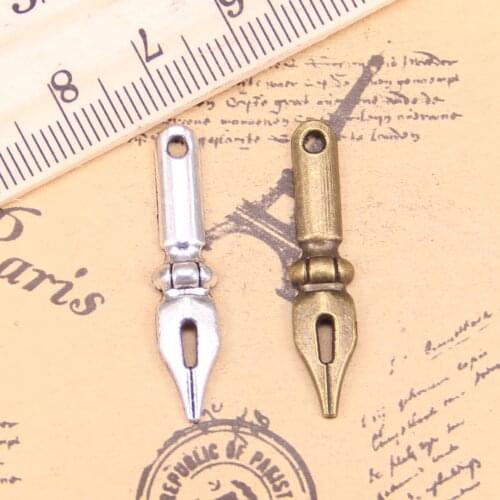 120pcs Jewelry Charms vintage ink pen nib 32x7mm Antique Silver Plated Pendants Making DIY Handmade Tibetan Silver Jewelry