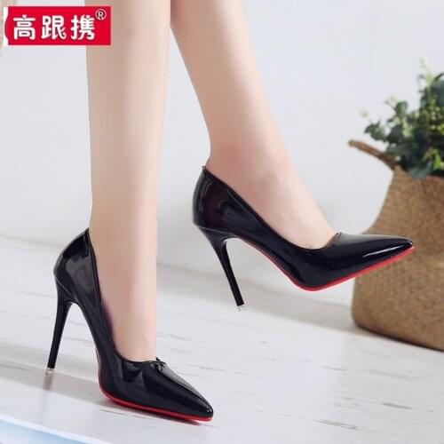 2021 autumn new stiletto high heels pointed toe shallow mouth sexy red sole female party dress fashion bridesmaid wedding shoes