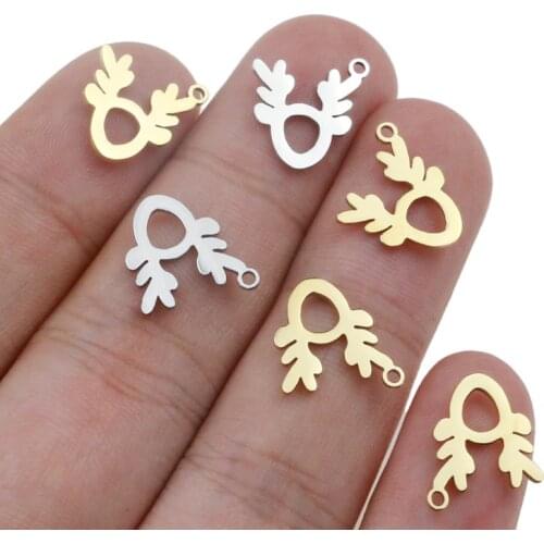 5Pcs/lot Trendy Stainless Steel Metal Gold Deer Pendant Charms Lovely DIY Animal charm Handmade Jewelry Dangle Necklace Bracelet