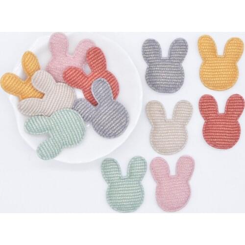 50Pcs/lot 30*32mm Padded Glitter Cloth Rabbit Appliques for DIY Hat Clothes Leggings Sewing Supplies Headwear Decor Patches L72