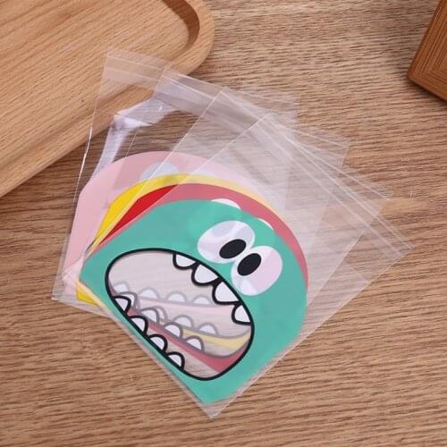 50pcs Cute Big Mouth Monster Plastic Bag OPP Self Adhesive Wedding Birthday Party Favor Cookie Candy Gift Packaging Bags