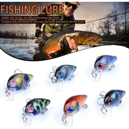 6PCS Fishing Lures Hard Baits Crankbaits Treble Hook Topwater Bass Minnow