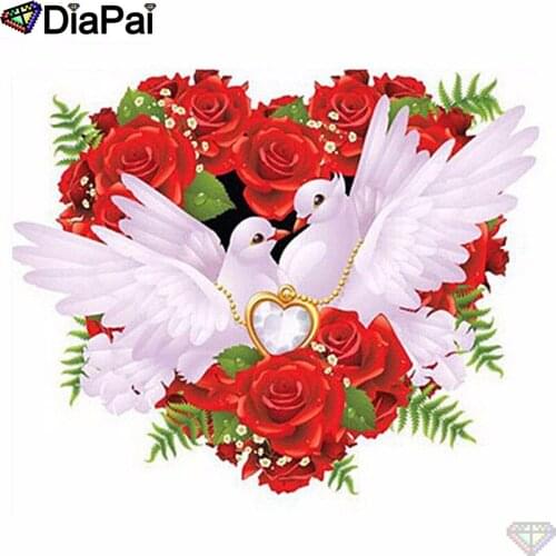 DiaPai Diamond Painting 5D DIY 100% Full Square/Round Drill "Bird flower heart" Diamond Embroidery Cross Stitch 3D Decor A24572