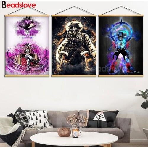 Anime One Piece 3 piece Full square & round diamond painting 5d diy diamond embroidery painting wall art