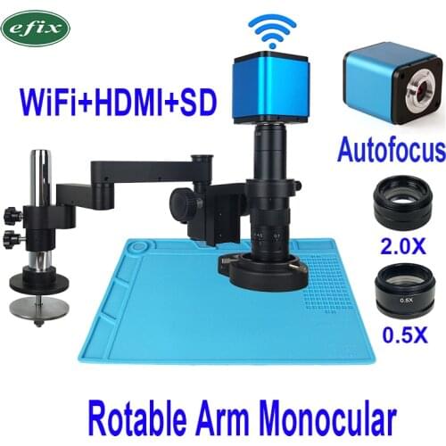 Auto Focus WiFi HDMI Digital Electronics Camera Rotable Arm Stand Monocular Microscope Light for Mobile Phone Soldering Repair