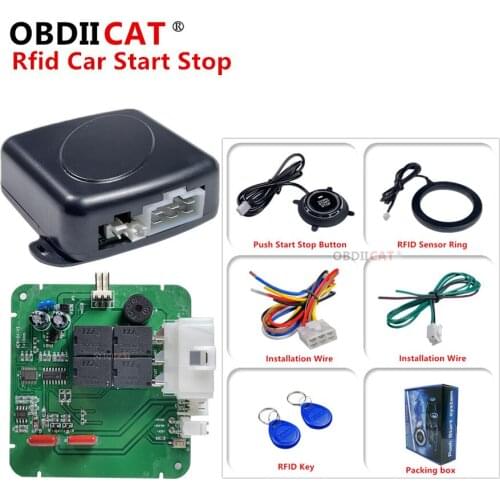 OBDIICAT Auto Car Alarm One Start Stop Button Engine Push 12V RFID Lock Ignition Switch Keyless Entry Starter Antitheft System