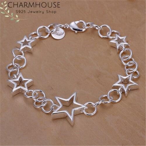 Charmhouse Silver Bracelets For Women Stars Link Chain Bracelet & Bangles Pulseira Femme Wristband Fashion Jewelry Wholesale