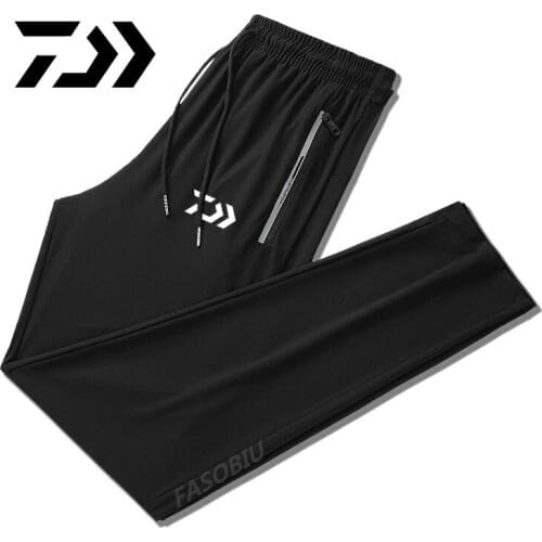Daiwa Mens Spring Summer Fishing Pants Ice Silk Quick-drying Pants Elastic Waist Stretch Sports Trousers Casual Fishing Pants