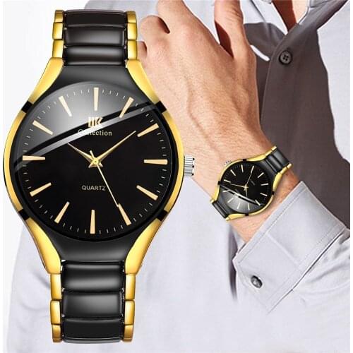 Fashion Mens Black Stainless Steel Band Watch Luxury Business Male Clock Analog Quartz Men Watches