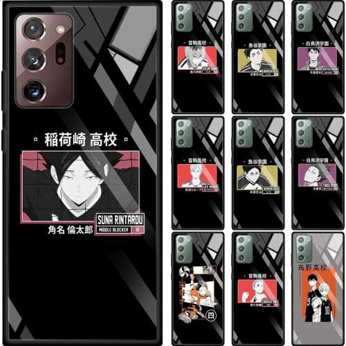 Haikyuu Hinata Attacks Anime Glass Case For Samsung Galaxy Note 20 Ultra 10 Plus 5G 9 8 10Lite Soft Black Frame Para Transparent