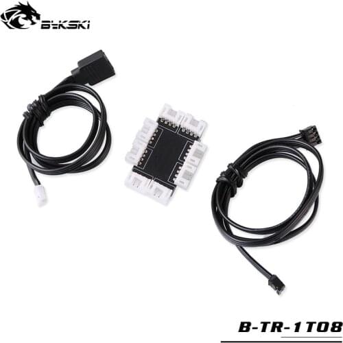 Bykski B-TR-1TO8, 1 To 8 Lighting SYNC Extension Cable, 5V, For ARGB Products Synchronous To Motherboard