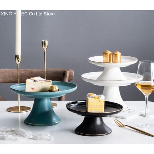 Phnom Penh Ceramic Tall Tray Creative Household Fruit Plate Living Room Dried Fruit Snack Plate Nordic Afternoon Tea Tableware