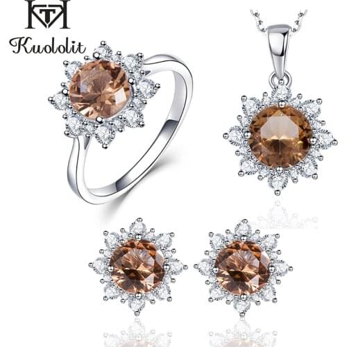Kuololit Zultanite Gemstone Jewelry Set for Women Solid 925 Sterling Silver Ring Earrings Necklaces Color Change Stone for Women