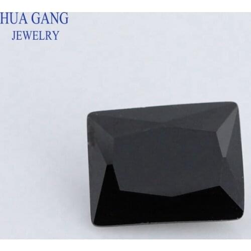 5A Black Rectangle Shape Cut CZ Stone Synthetic Gems Cubic Zirconia For Jewelry Size 2x4~15x20mm Free Shipping