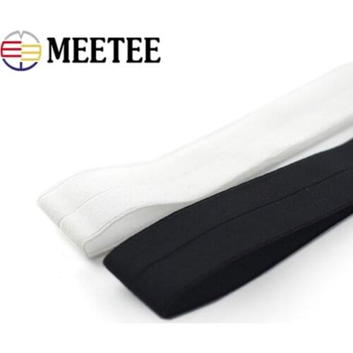 Meetee 10/20M 20mm Fold Edge Banding 10mm Elastic Band Nylon Spandex Stretch Webbing for Bra Shoulder Strap Belts Spring Bands