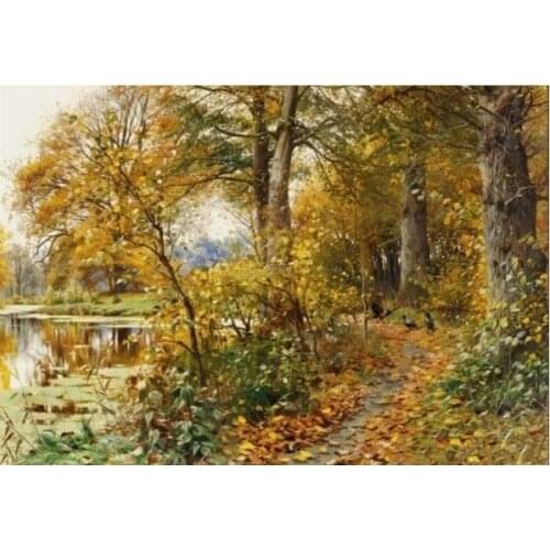 Autumn forest scenery Top Quality Cross Stitch Kits 14CT Unprinted Counted Sewing kit Embroidered Art Handmade Home Decor