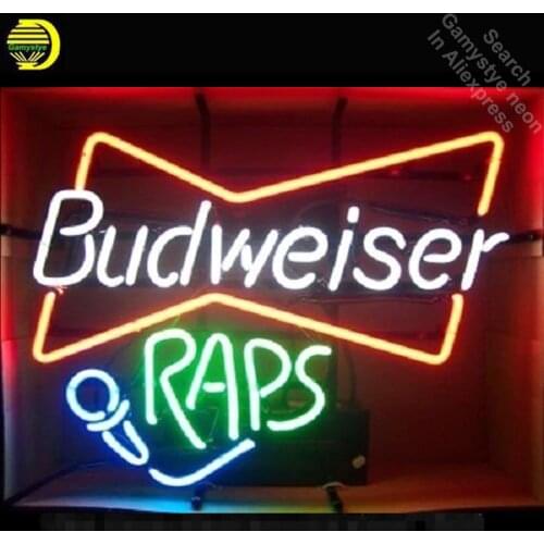 Neon Sign Budweise Raps Music neon Light Sign Handcrafted Real Glass Tubes Customized LOGO retro Fast Dropshipping Neon Lamps