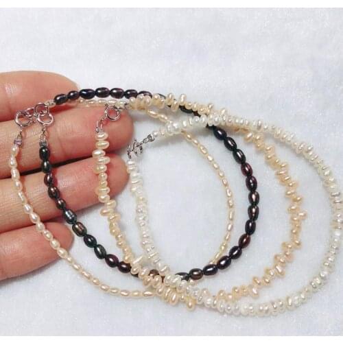 New irregular natural freshwater pearl pearl bracelet Tibetan silver clasp