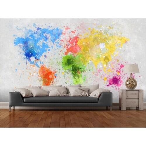 Custom painting wallpaper, World Map Painting,3D retro wallpaper murals for living room bedroom kitchen background PVC wallpaper