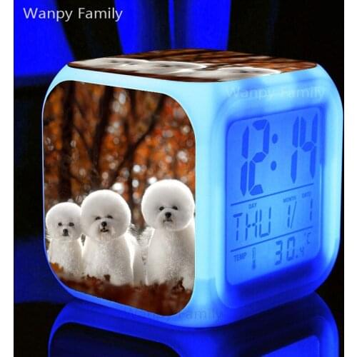Very cute Pet dog Alarm Clocks LED Color Changing Glowing Digital Alarm Clock For Childrens Birthday Gift Electronic Toys Clock