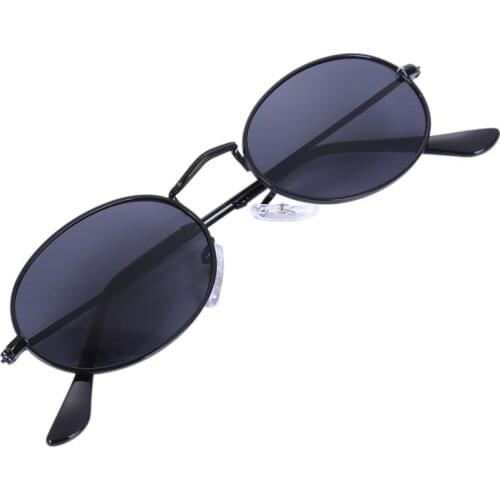 Oval Sunglasses Men Women Vintage Male Female Retro Sun Glasses Round Eyewear S8006 Black frame Black