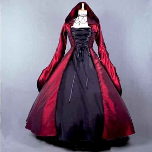 Palace sweet lolita dress vintage bandage hooded high waist long victorian dress kawaii girl gothic lolita op loli cosplay