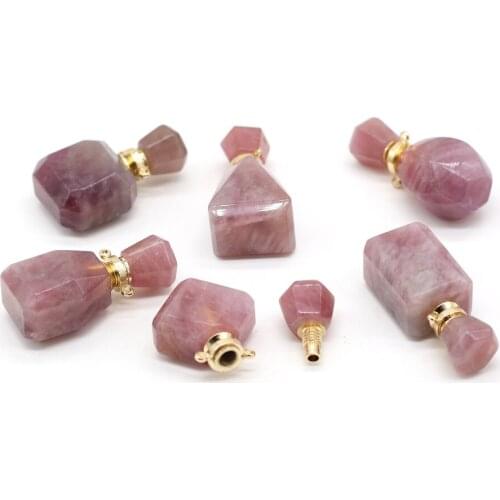 Natural Stone Crystal Perfume Bottle Pendant Semi-precious Pendant Charms for Jewelry Making DIY Women Necklace Gifts