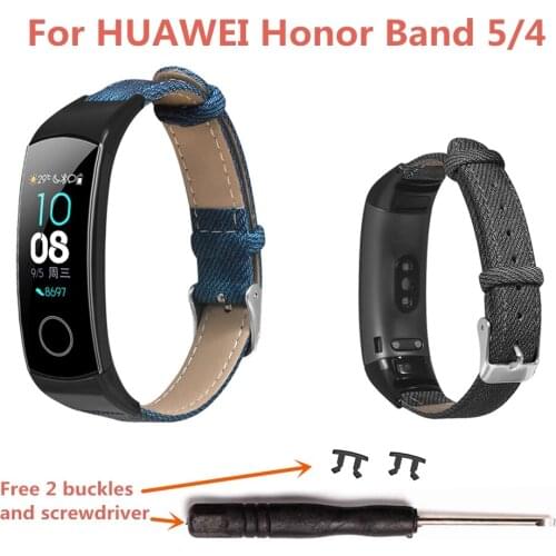 Cowboy Style Canvas Watch Band Strap For Huawei Honor Band 5/4 Smart Watch Replacement Wristband For Honor Band 5/Honor Band 4