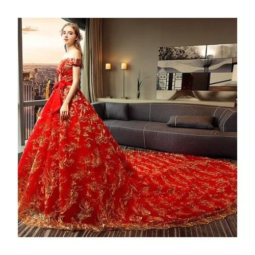 Luxury slash collar trailing red ball gown court medieval dress Renaissance Gown queen cosplay Victorian/Marie Antoinette/Belle