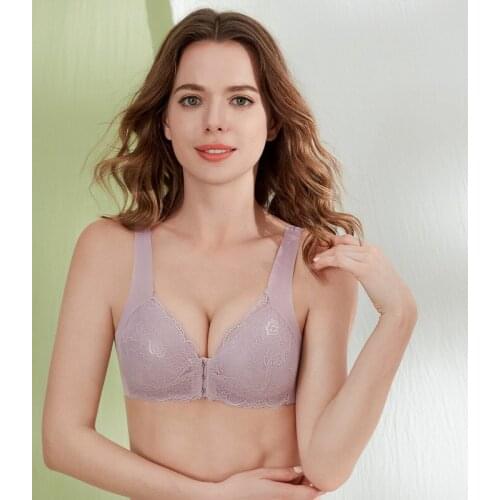 Sexy Lace Wireless Front Closure Bras For Women Lingerie Comfort Push Up Bra silke Adjusted big Size Backless Bralette tops