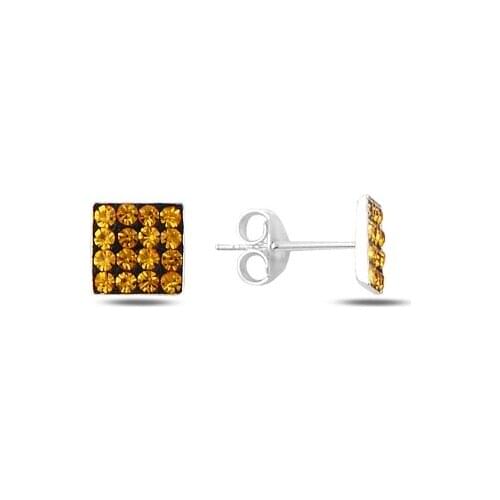 Silverlina Silver Square Zircon Stone Earrings