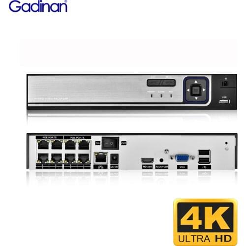 8CH 4K POE NVR 4CH 8MP H.265 Network Video Recorder CCTV System for 24/7 Recording Surveillance POE IP Camera P2P Guard Viewer