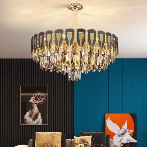 Modern Villa Luxury Crystal Led Pendant Lights Lustre Bedroom Living Dining Room Indoor Lighting Deco Lamp Hanging Light Fixture