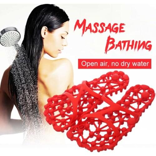 Bathroom Hollow Out Slippers Women Non-slip Leaking Water Slippers Functional Massage Foot Floor Slippers Shoes Woman Size 35-46