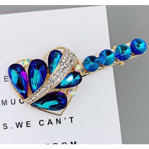 Korean Fashion Heart Barrette Hair Clip Women Headdress Luxury Rhinestone Hairpin Hair Accessories for Girls Hairclip Hair Bows