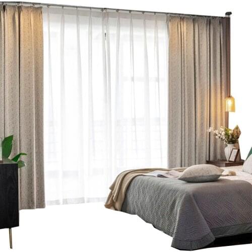 Nordic Modern Minimalist Ins Wind Hollow Carved Lace Cotton and Linen Jacquard Curtain Curtains for Living Dining Room Bedroom