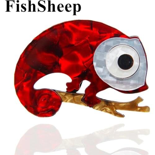 FishSheep New Acrylic Chameleon Lizard Brooches for Women Fashion Cute Resin Gecko Animal Brooch And Pin Jewelry Corsage Gifts