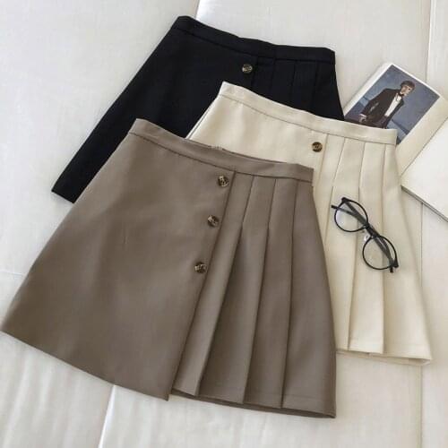 Women Pleated Skirt Korean Harajuku Solid Summer Ladies Mini Skirt Sweet Cute A-Line High Waist Skirts Female