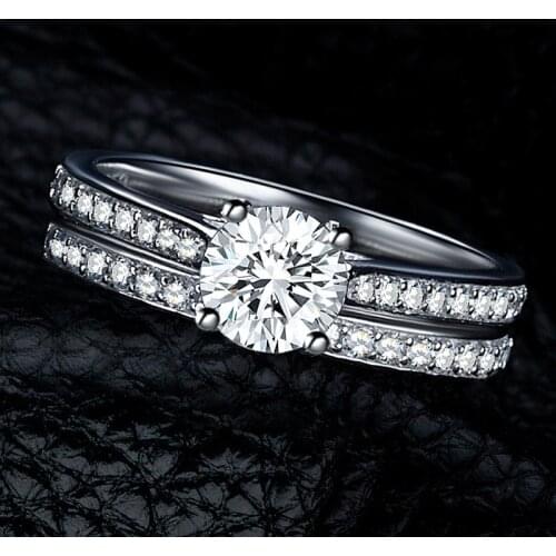 Womens 925 Silver Double Set Ring Wedding Ring Engagement Wedding Gift Jewelry Ring Wholesale