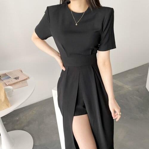 Women Elegant Vestidos 2021 Summer Korean Style Slim Elegant Party Chic Casual Party Sexy Spilt Dresses