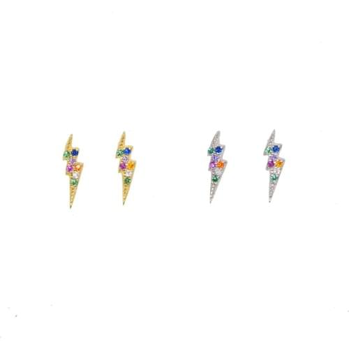 925 Sterling Sliver Tiny flash Stud Earrings Women Dainty rainbow cz Small Stud Earring Cute Mini Minimalist Earrings Girls