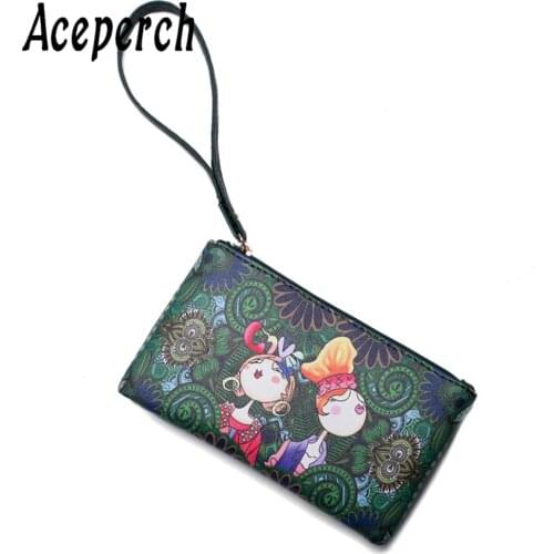 ACEPERCH Women PU Leather Coin Purse Mini Small Wallet Female Leather Creative Designer Individuation Printing Make Up Coin Bags