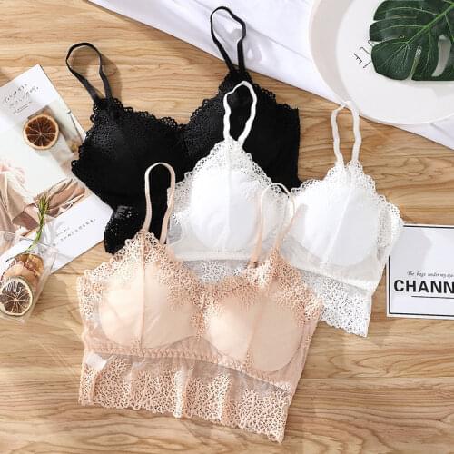 Women Lace Vest Workout Tube Tops Sexy Big U Sling Wrap Chest Gathered Without Steel Ring Underwear Ladies Yoga Sports Bras H84