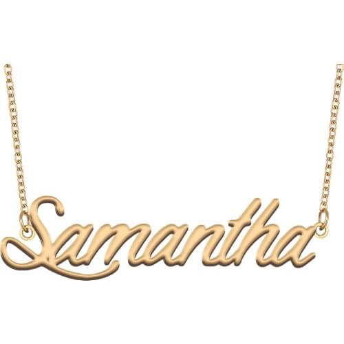 Samantha Name Necklace for Women Stainless Steel Jewelry 18k Gold Plated Nameplate Pendant Femme Mother Girlfriend Gift