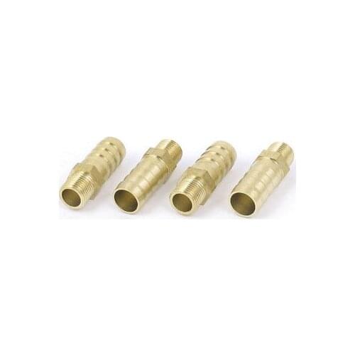 1/8BSP Male Thread 10mm Inner Dia Brass Hose Barb Coupler Fitting Connector 4pcs