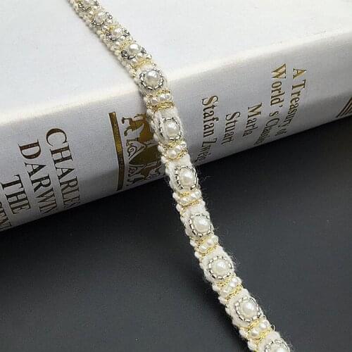 1Yard Beaded Lace Trim Accessories DIY Hand-stitched Decorative Lace Material Clothing Dress Accessories Supplies