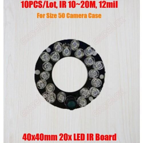 10PCS/Lot 20x LED Board IR 10m~20m 12mil 40mm x 40mm PCB Infrared Night Vision for Size 50 Mini IR Bullet and Dome CCTV Camera